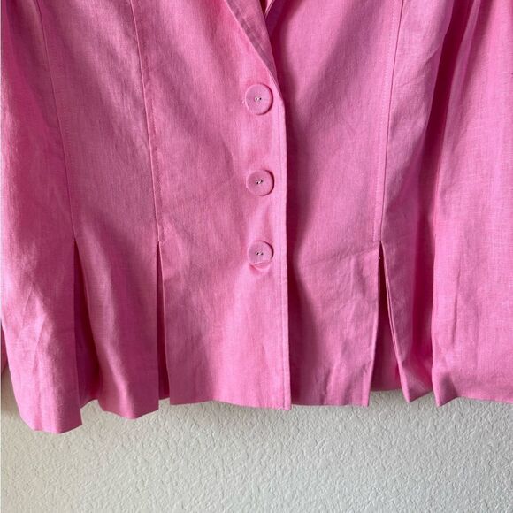 Cato Women’s Pink Linen Blend Pleated Blazer Jacket Sz 18/20W Barbiecore Career - Picture 3 of 8